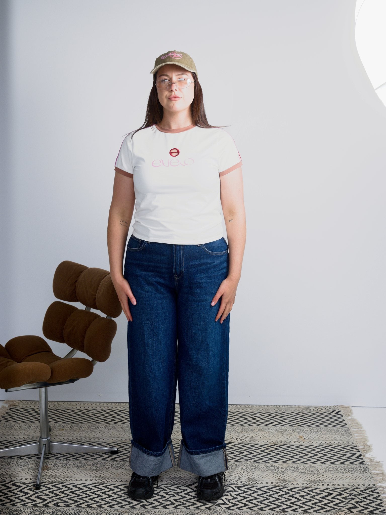 Tee with Logo Cut-Out — White