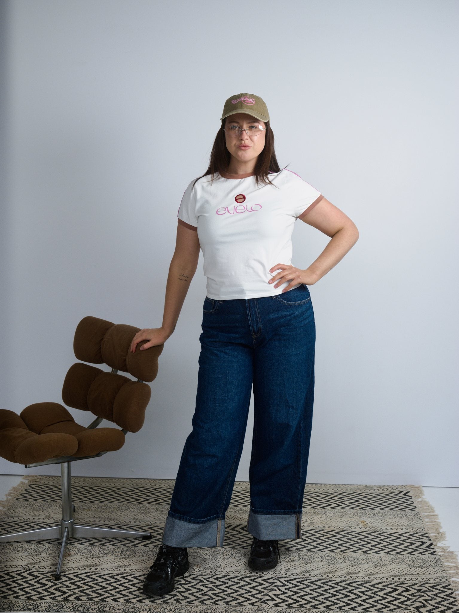 Tee with Logo Cut-Out — White