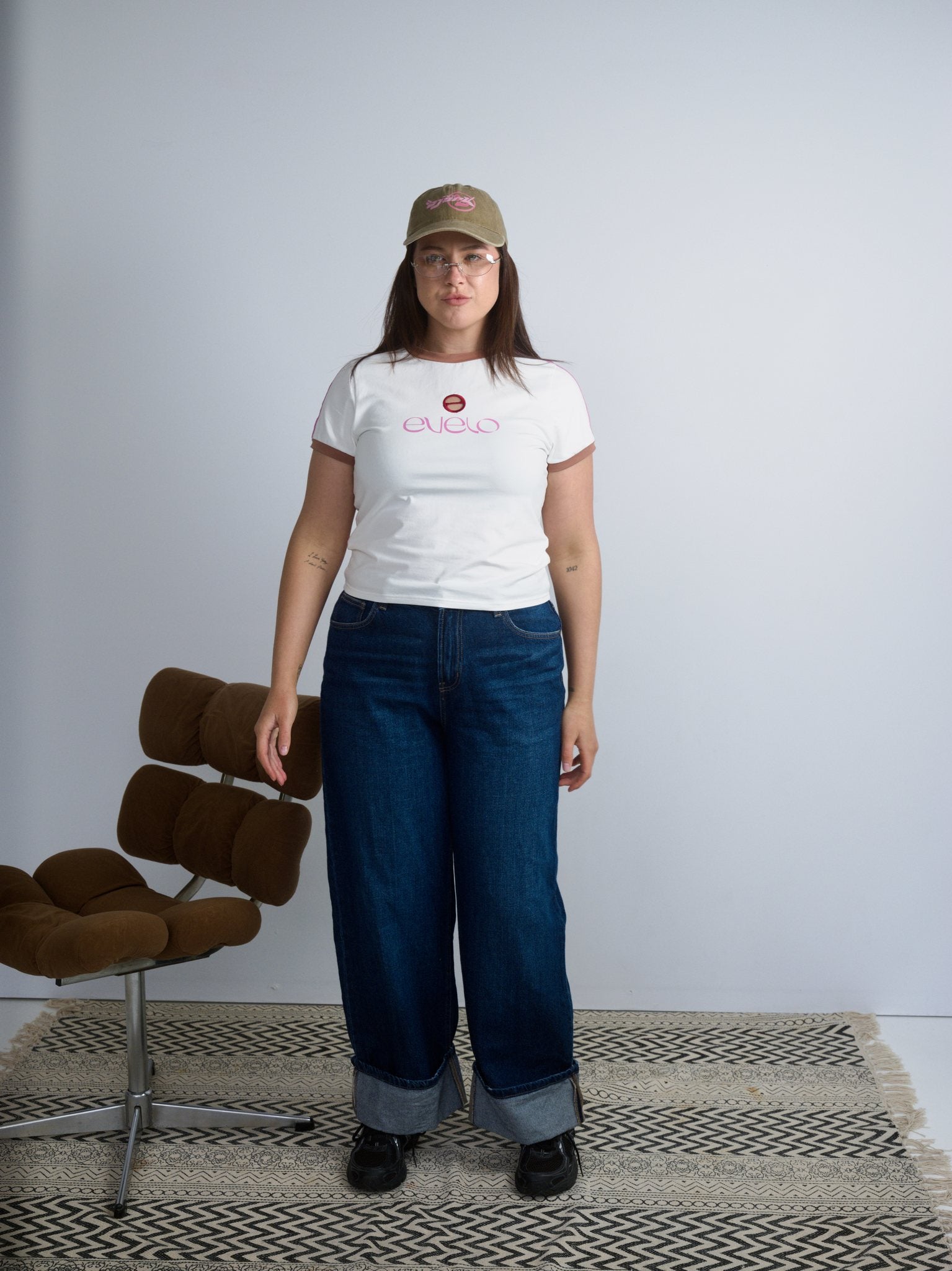Tee with Logo Cut-Out — White