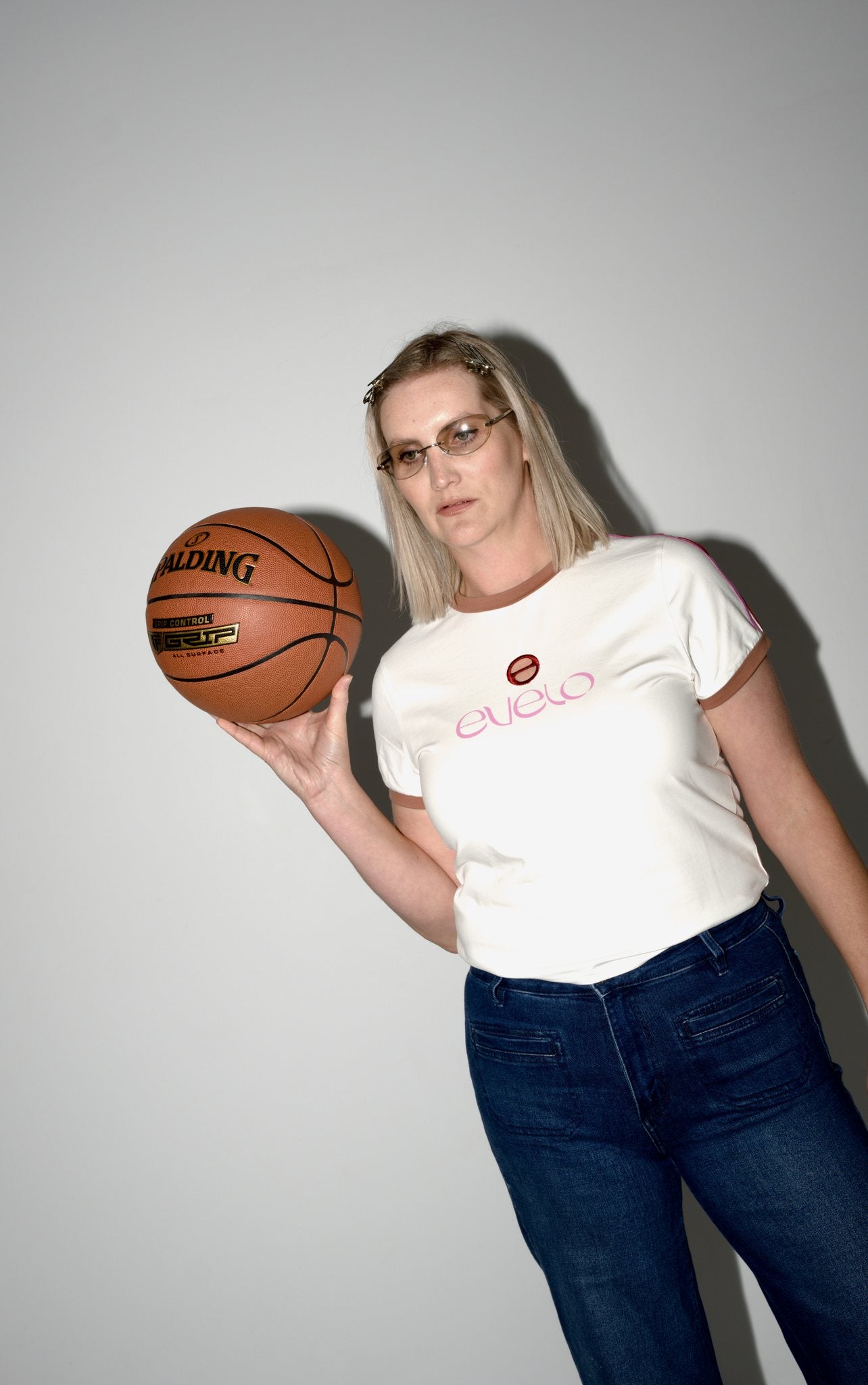 Tee with Logo Cut-Out — White