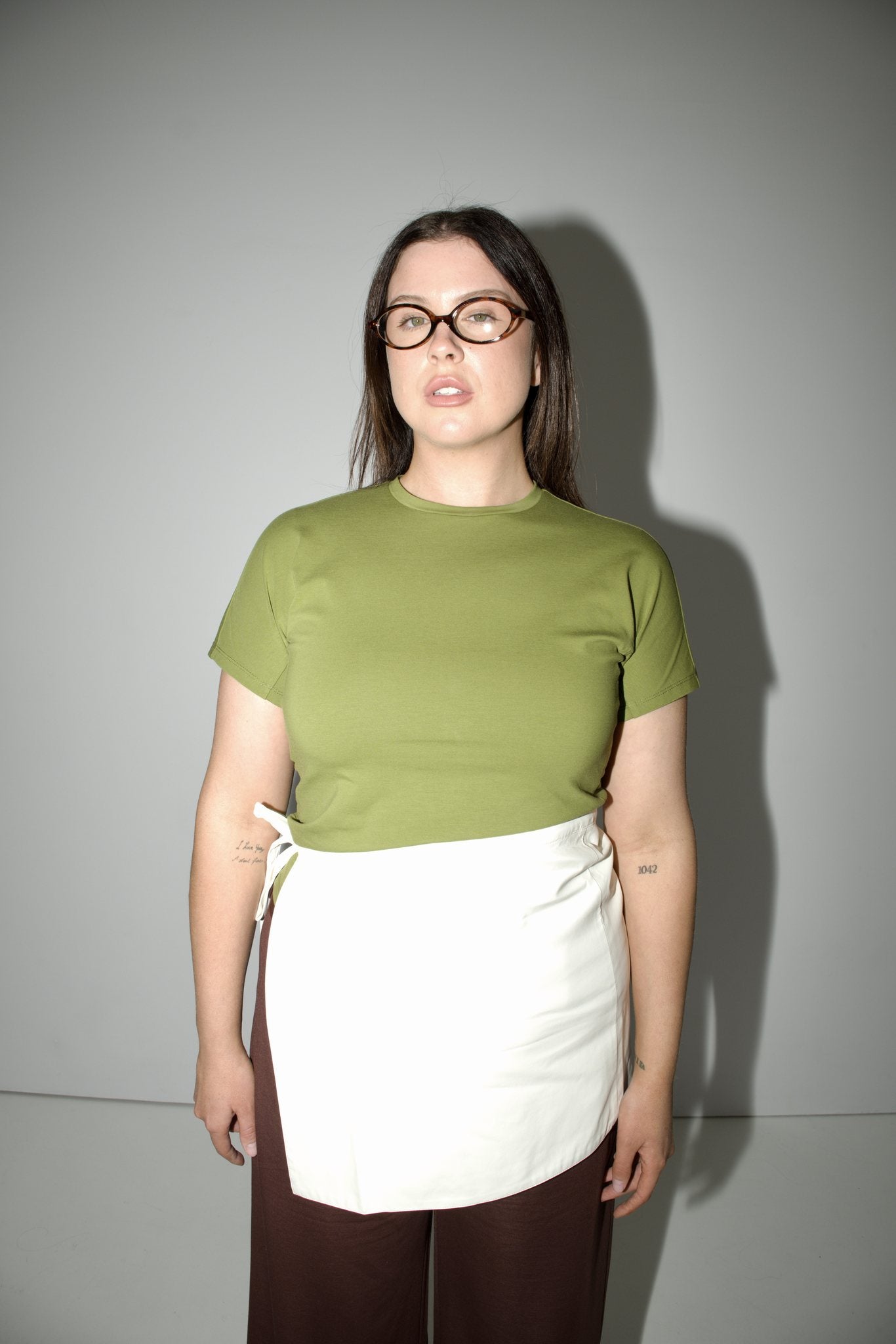 Mock Neck Tee — Moss Green