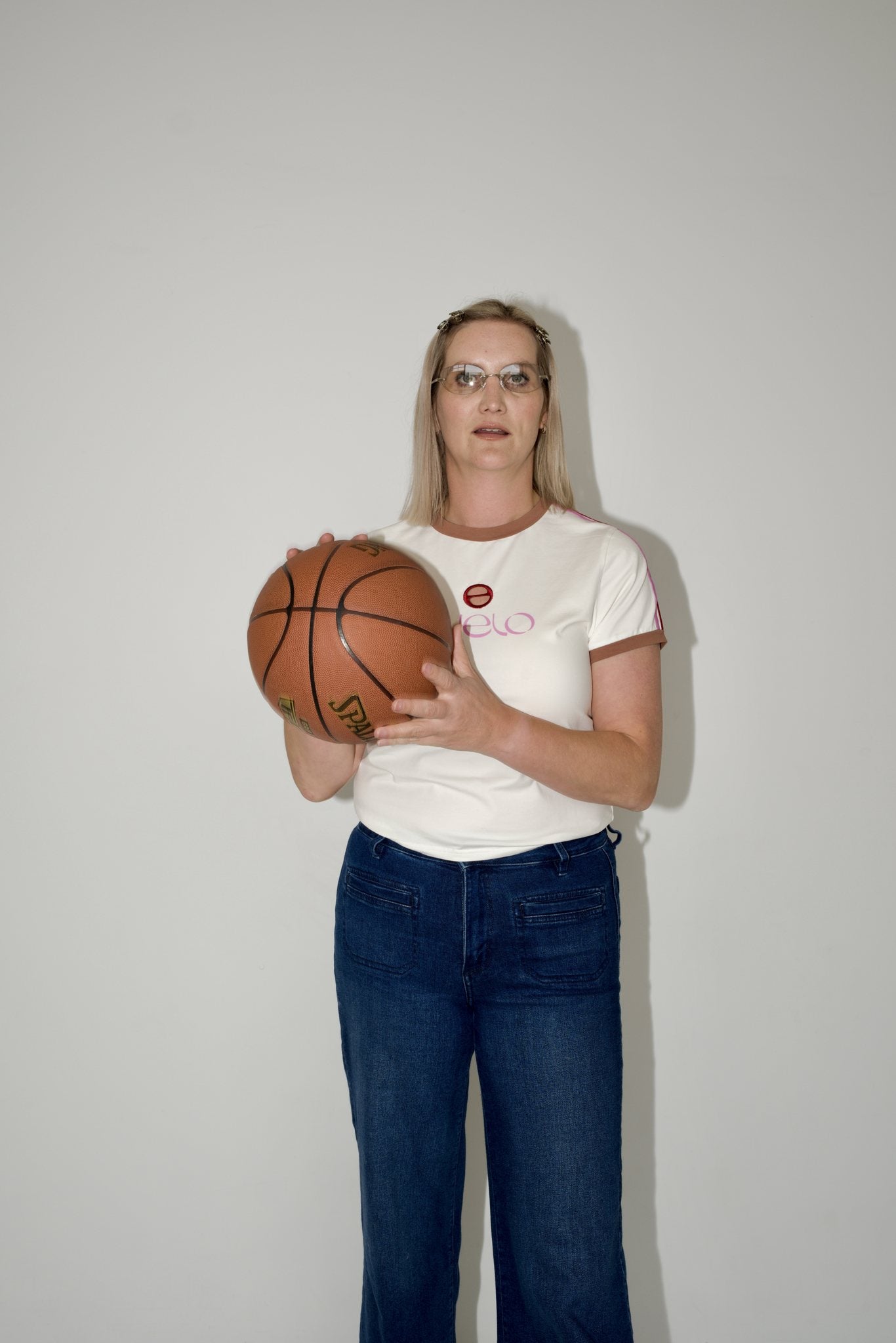 Tee with Logo Cut-Out — White