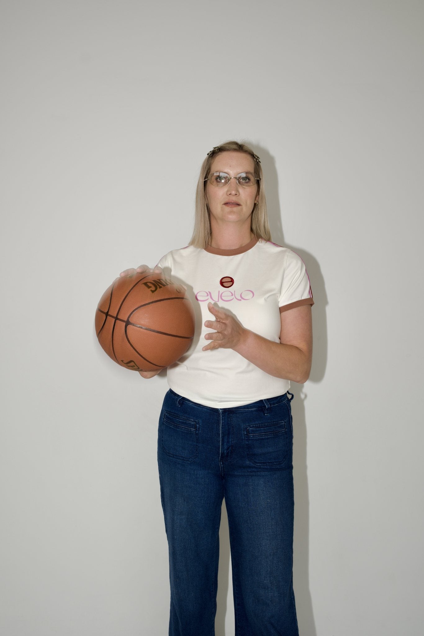 Tee with Logo Cut-Out — White