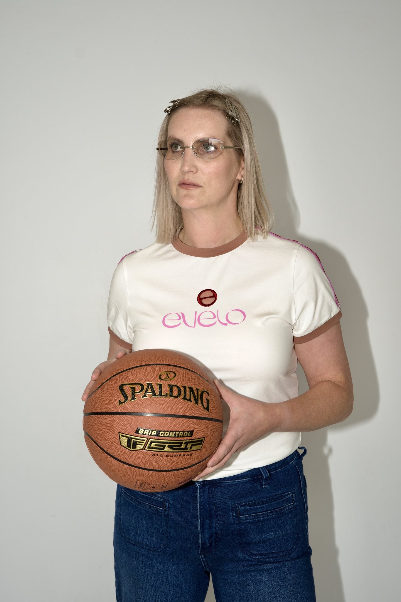 Tee with Logo Cut-Out — White