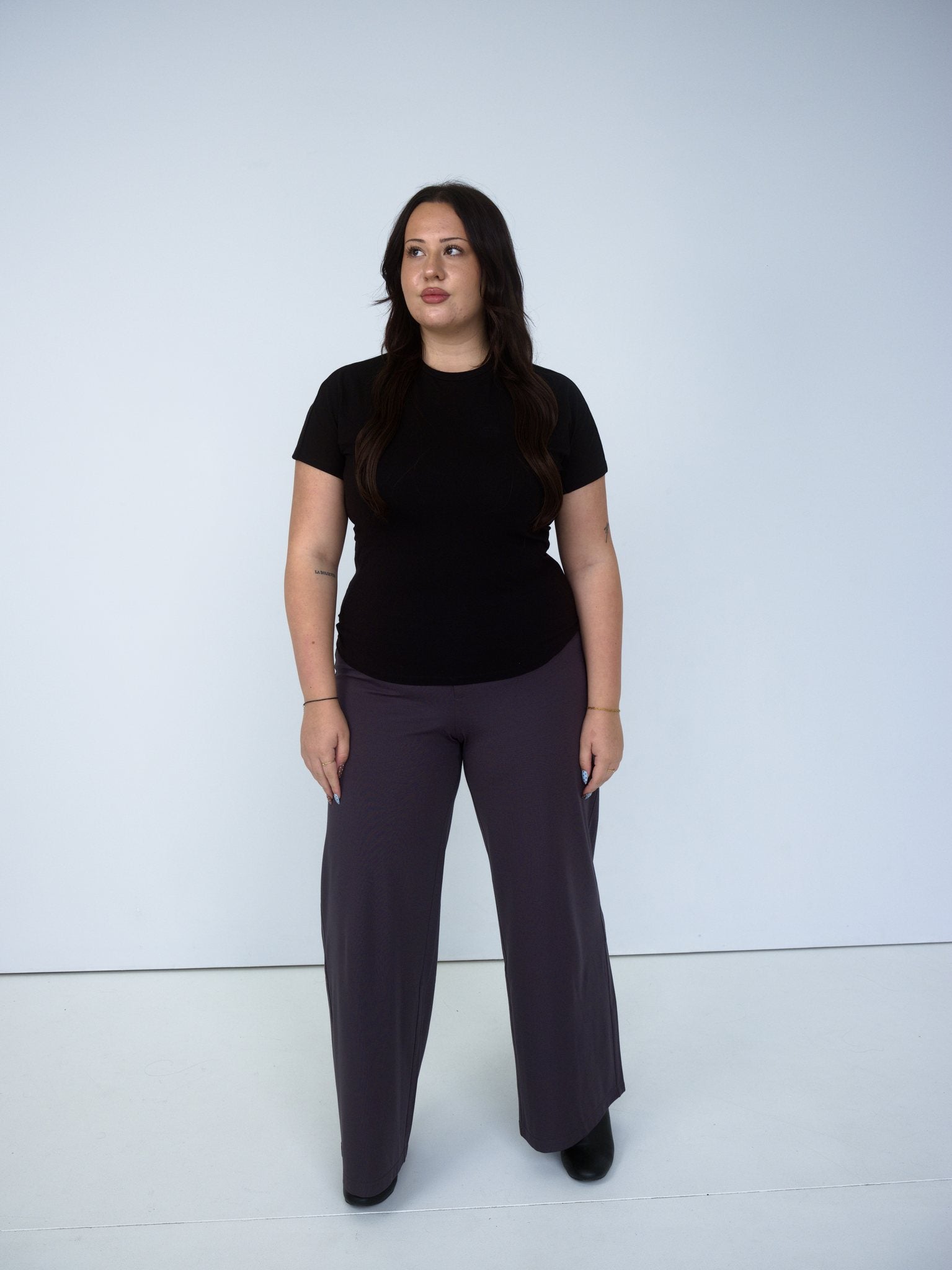 Mock Neck Tee — Midnight Black