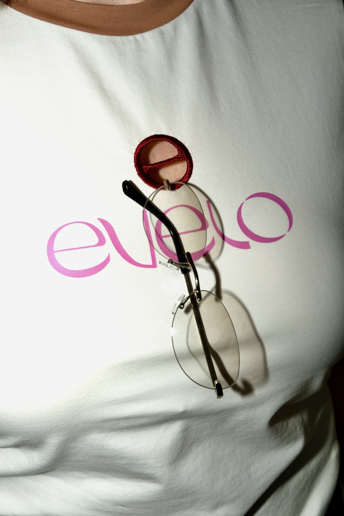 Tee with Logo Cut-Out — White