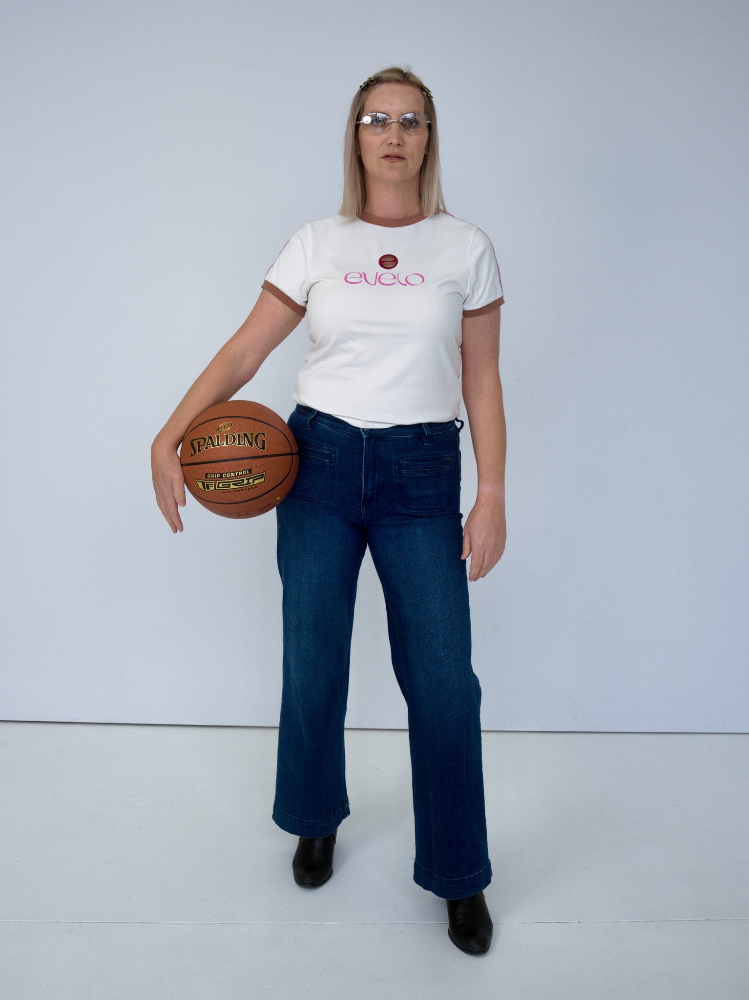 Tee with Logo Cut-Out — White