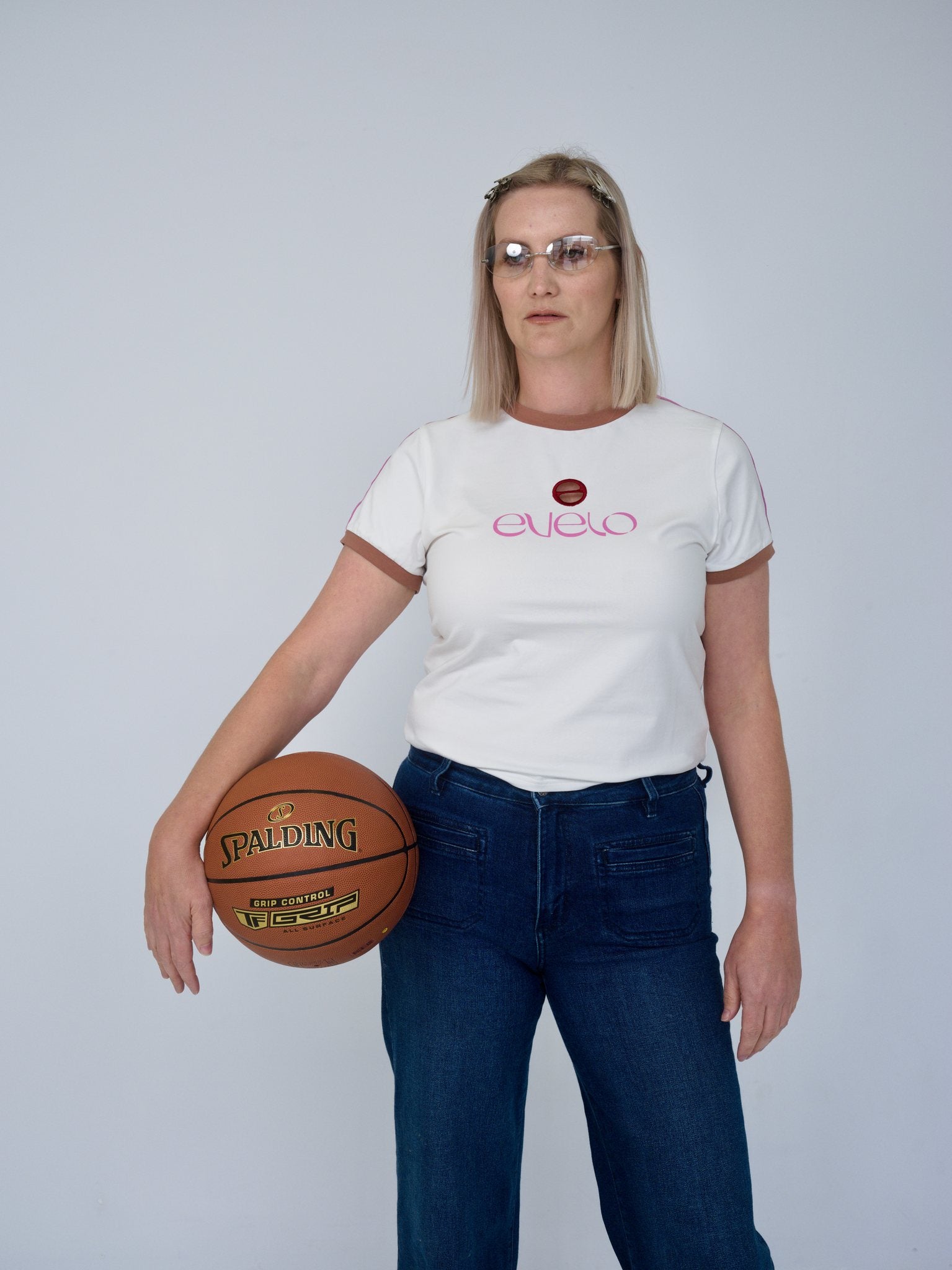 Tee with Logo Cut-Out — White