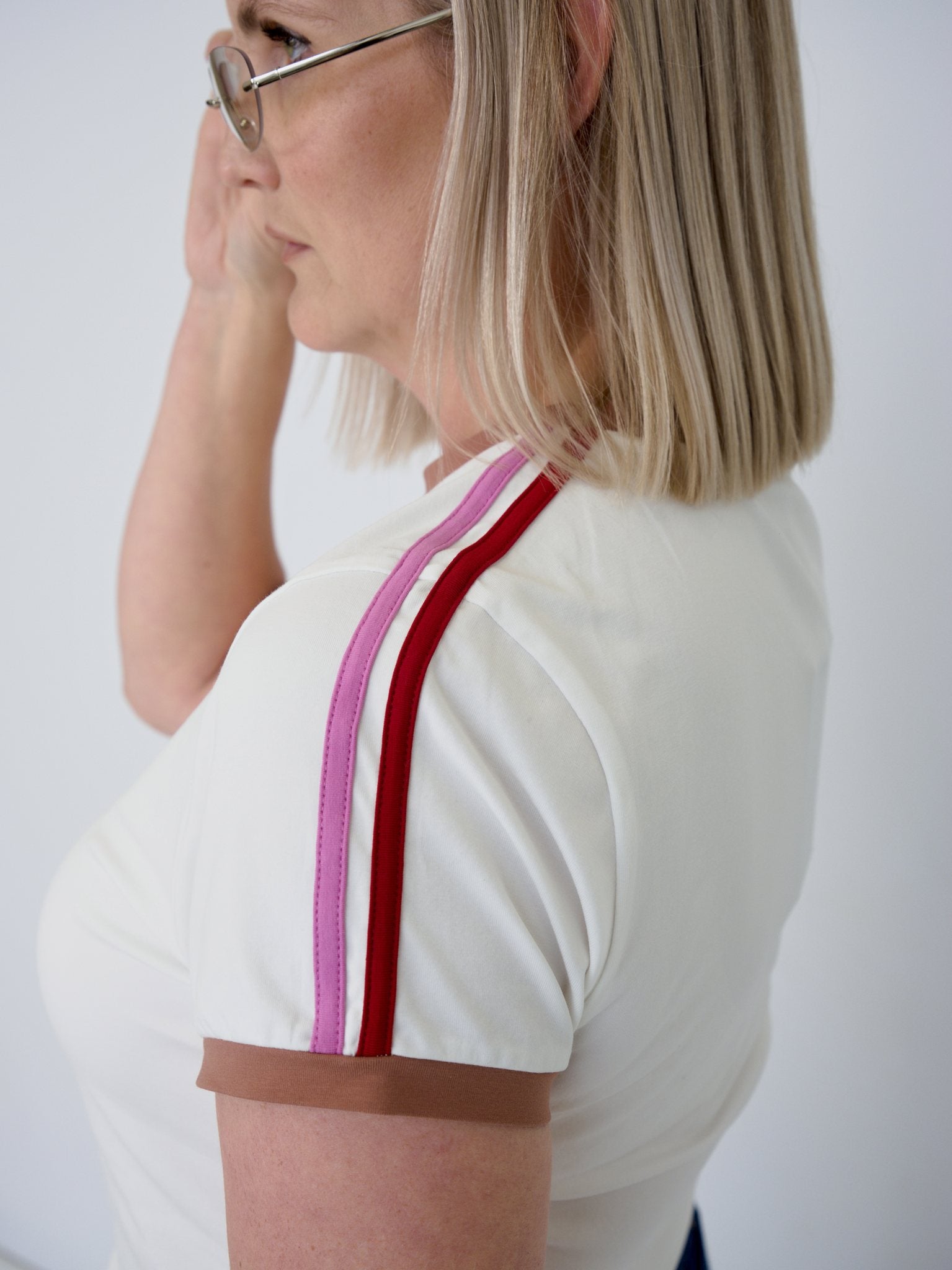 Tee with Logo Cut-Out — White