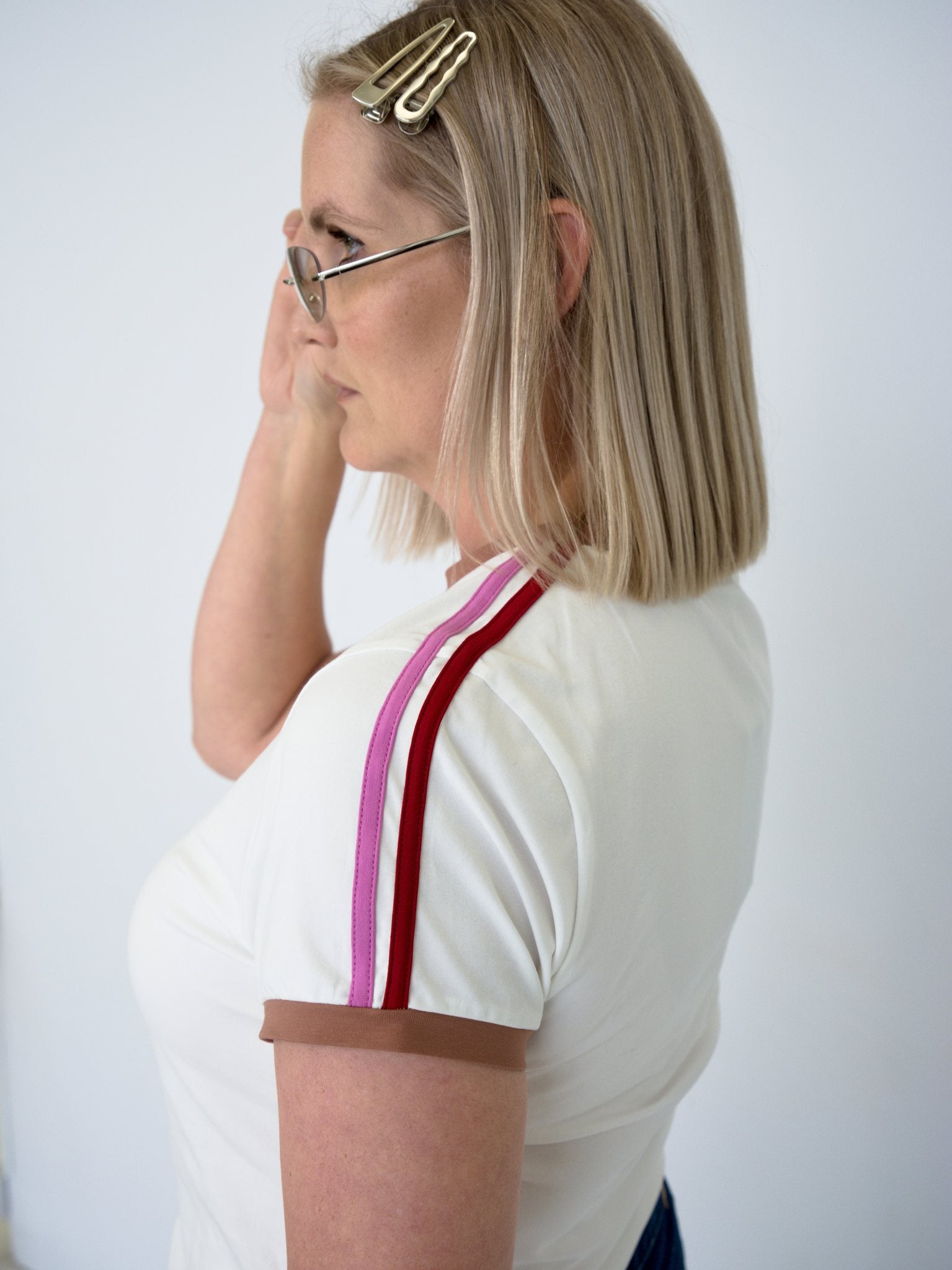 Tee with Logo Cut-Out — White