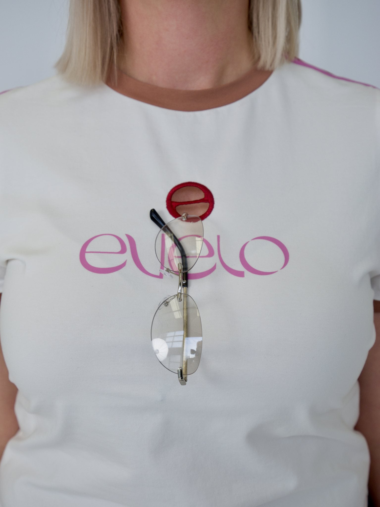 Tee with Logo Cut-Out — White