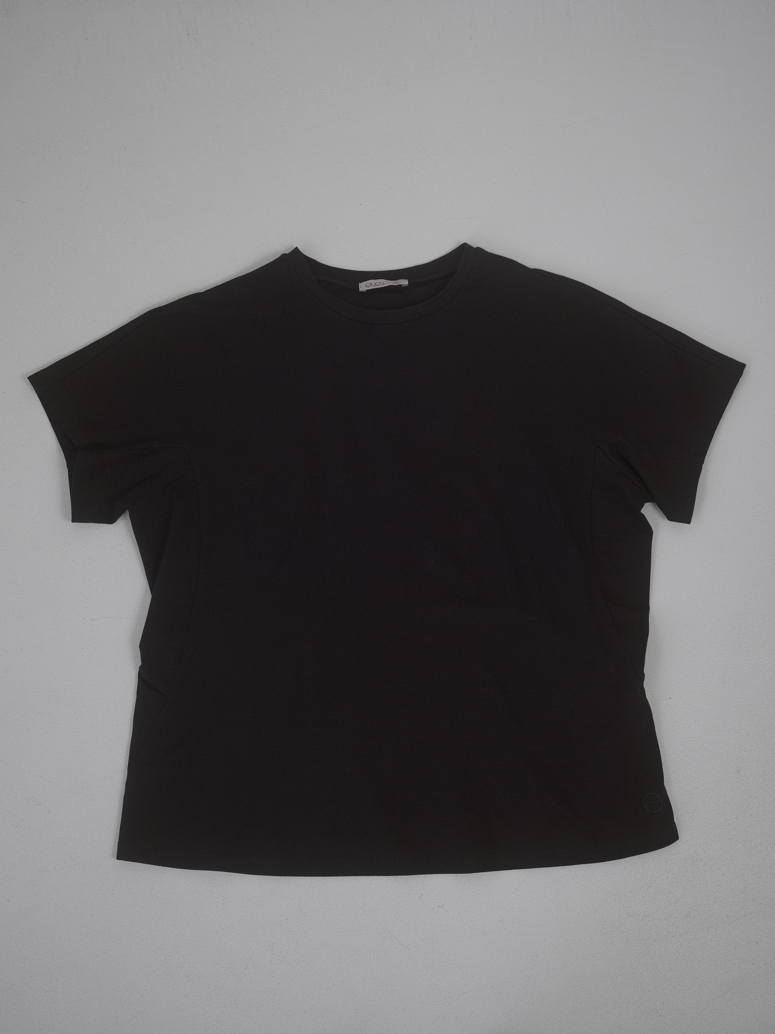 Mock Neck Tee — Midnight Black