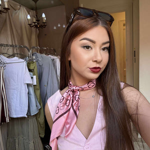 EVELO Candy Tempo scarf styled on model