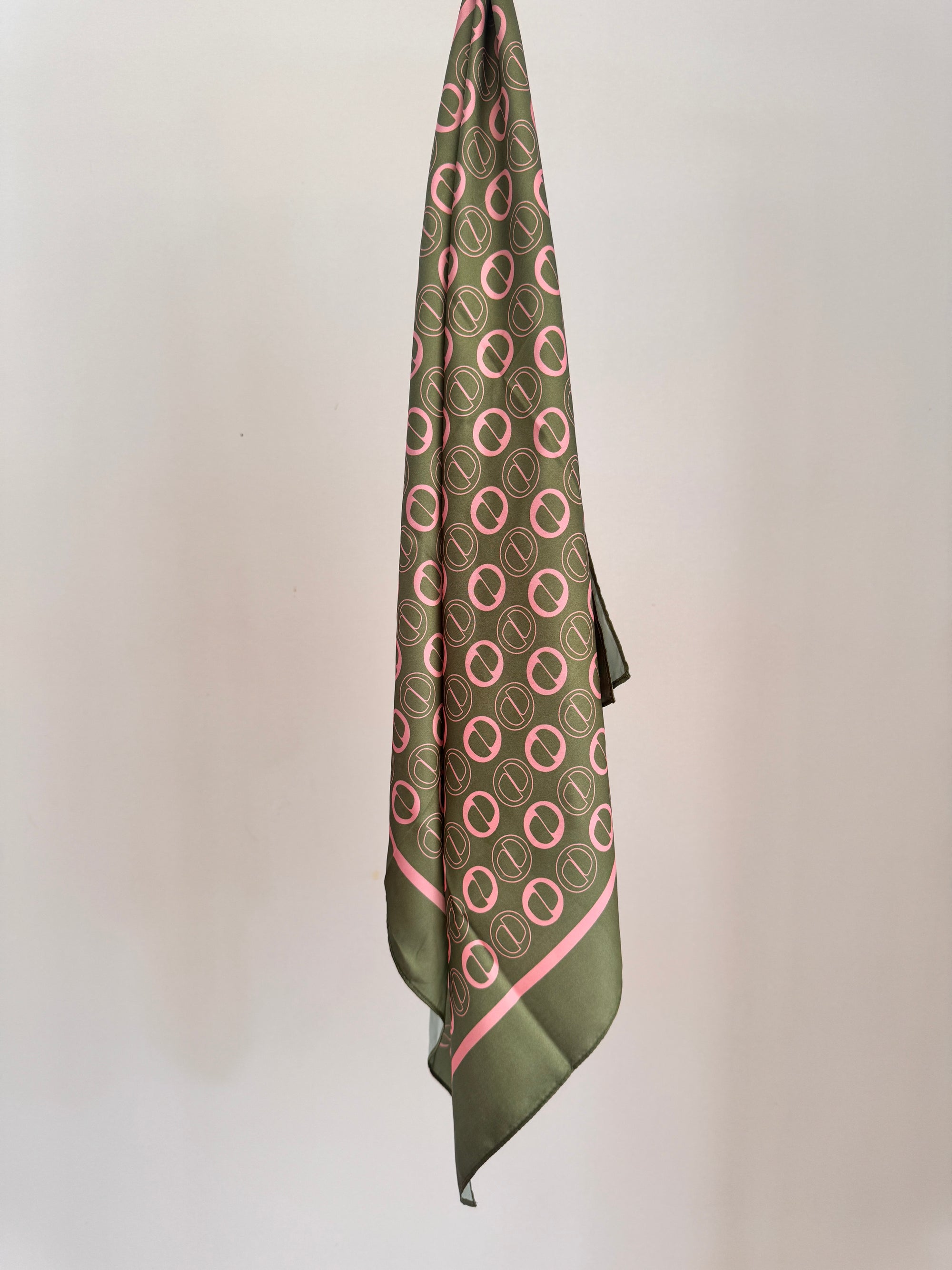 Olive scarf with blush pink icons – EVELO