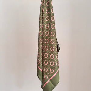 Olive scarf with blush pink icons – EVELO