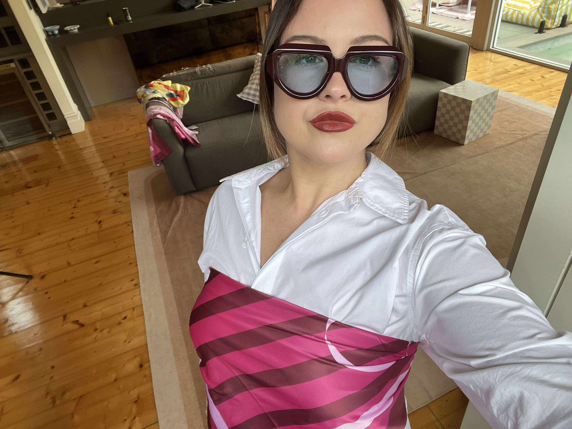 Pink striped fashion scarf under $50 gift idea Australia