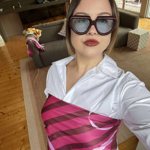 Pink striped fashion scarf under $50 gift idea Australia